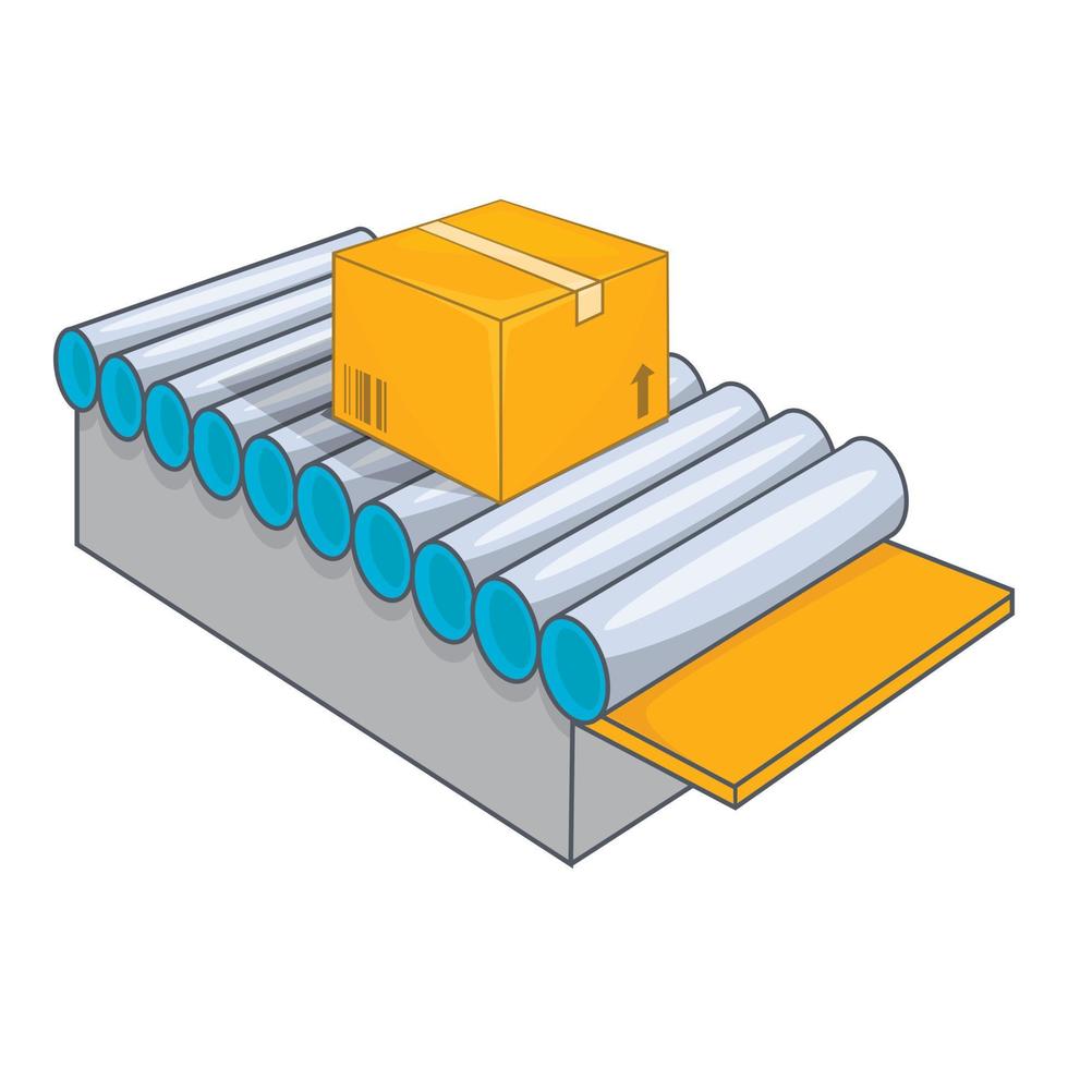 icono del sistema transportador, estilo de dibujos animados vector