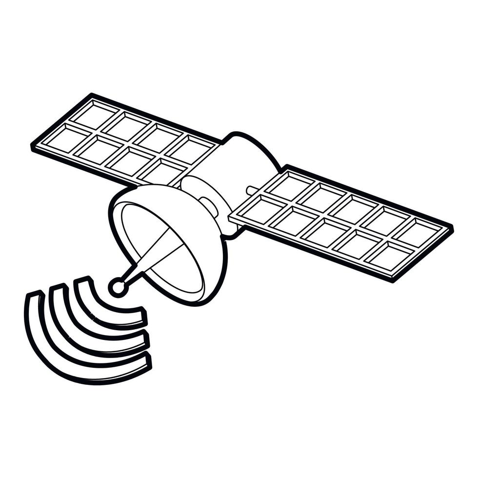 icono de satélite espacial, estilo de esquema vector