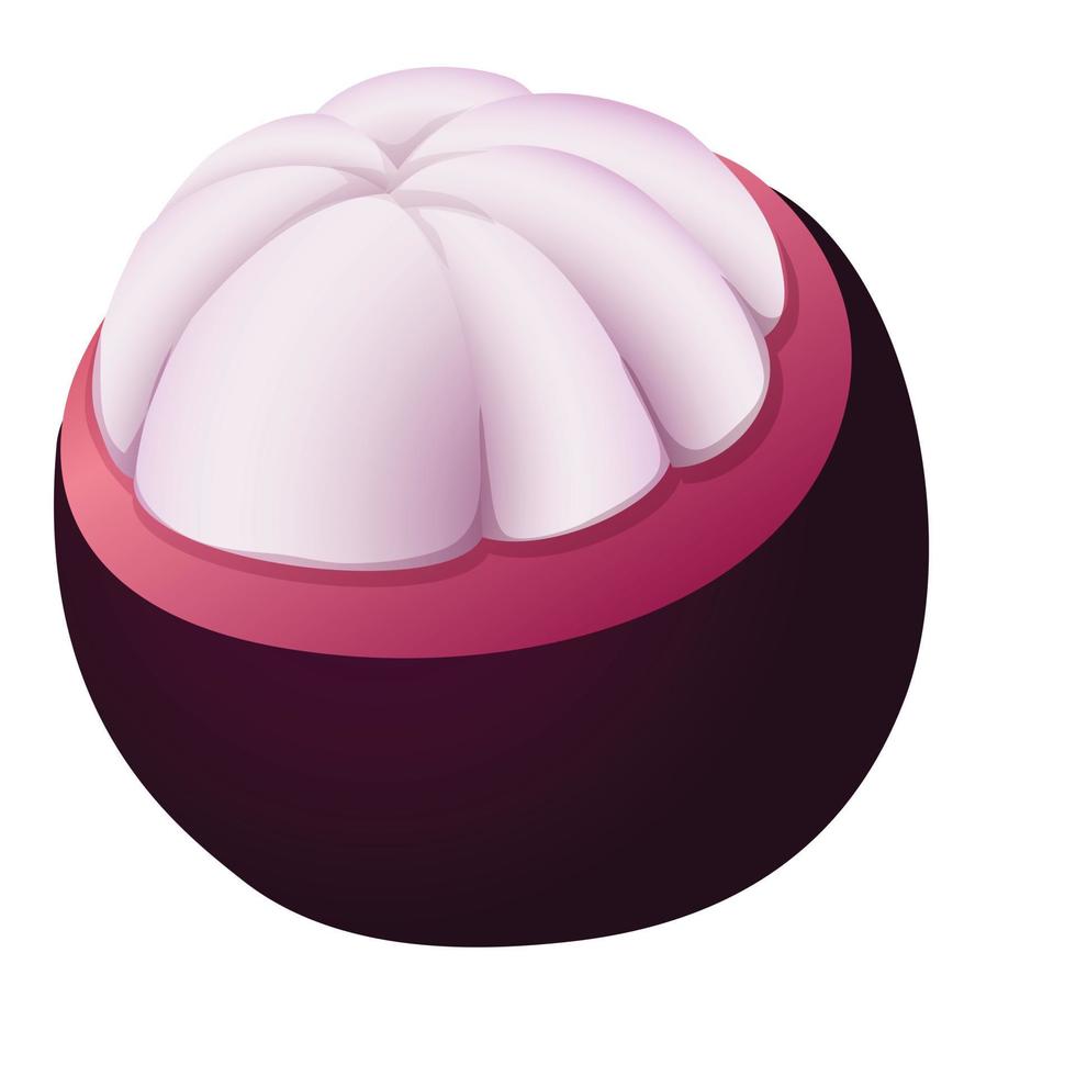 Exotic mangosteen icon, cartoon style vector
