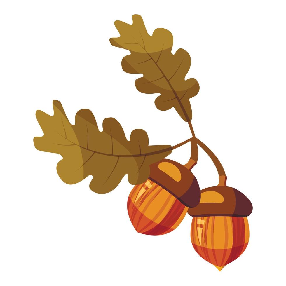 Acorn icon, cartoon style vector