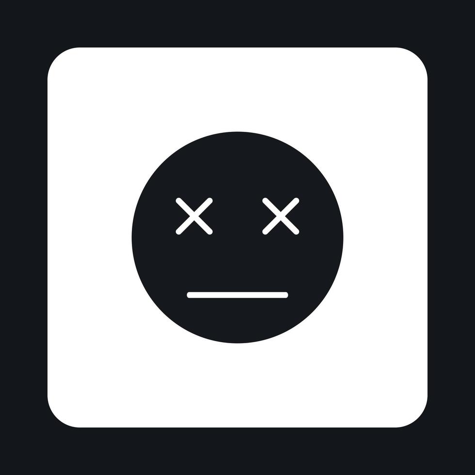 Dead emoticon icon, simple style vector