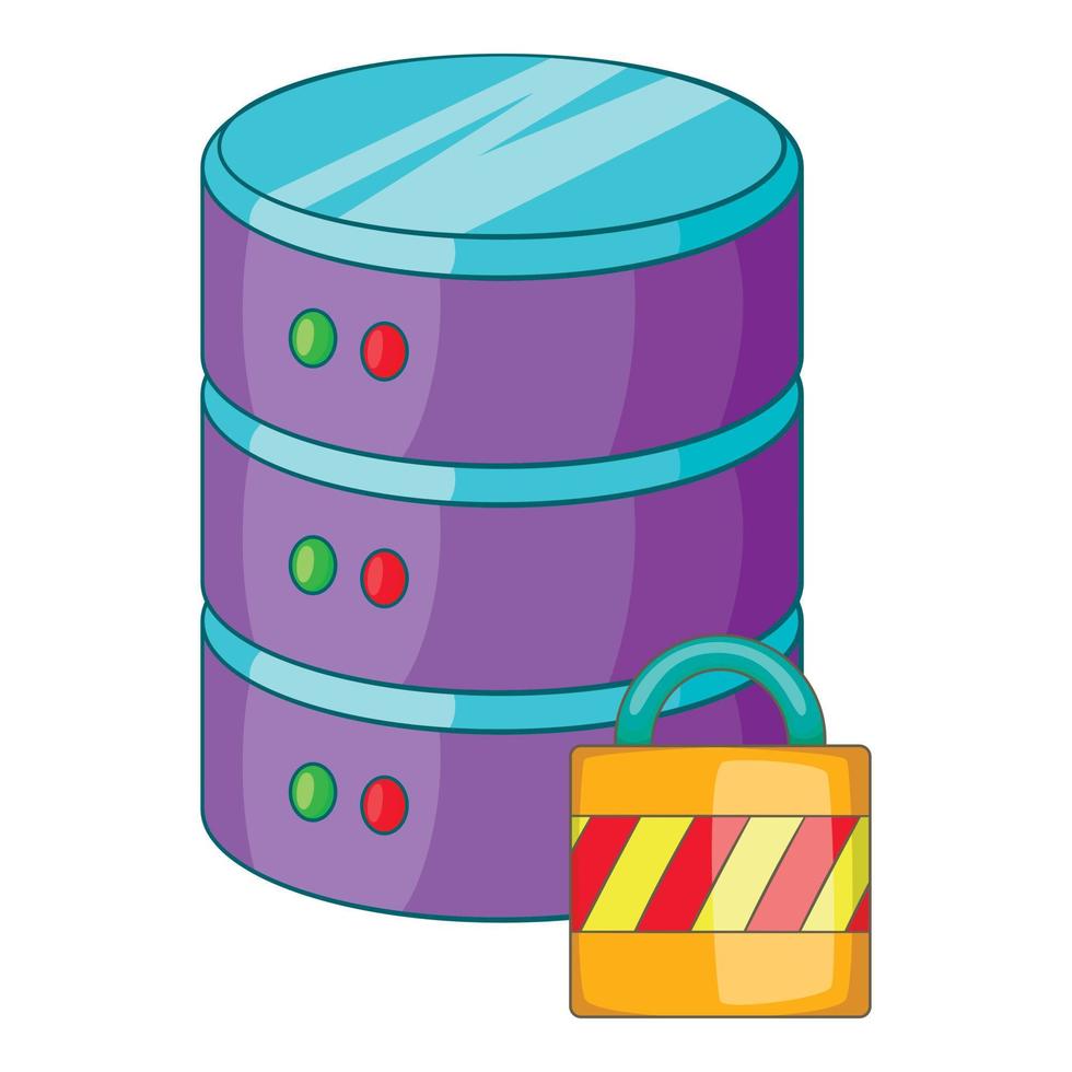 Data storage security icon, cartoon style vector