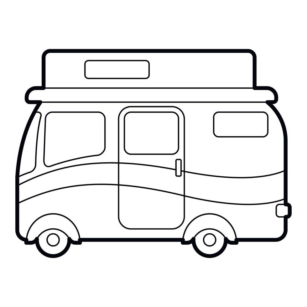 icono de autocaravana itinerante, estilo de contorno vector