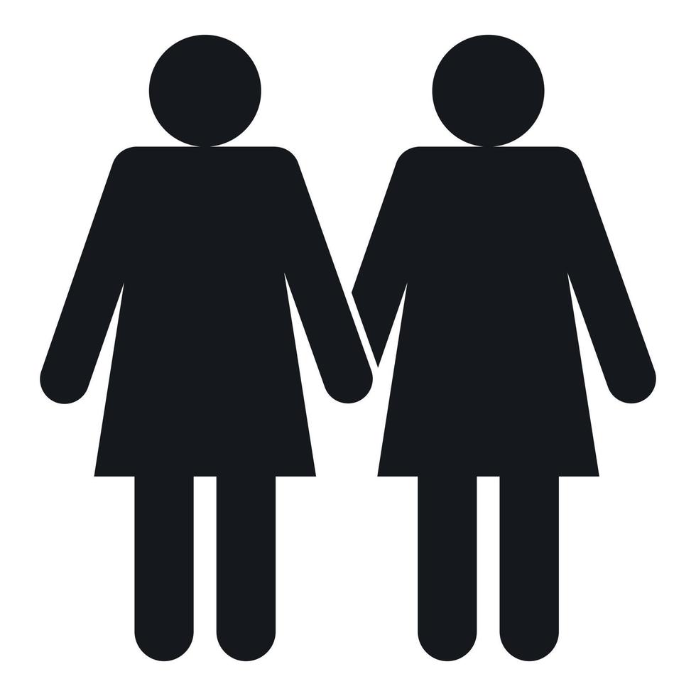Two girls lesbians icon, simple style vector