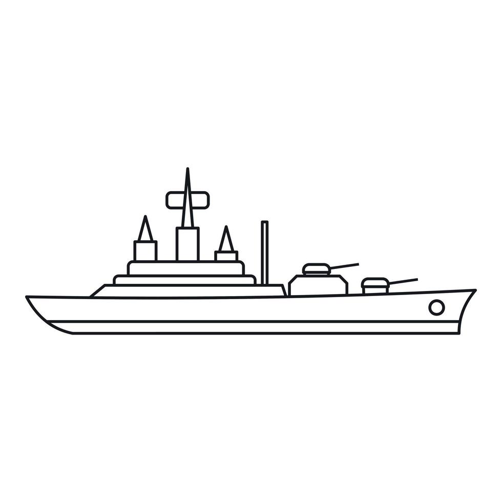 Warship icon, outline style vector