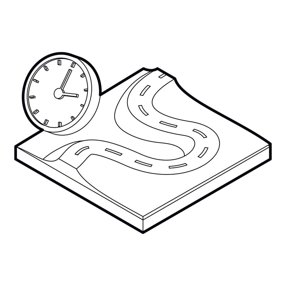 Road and clock icon, outline style vector