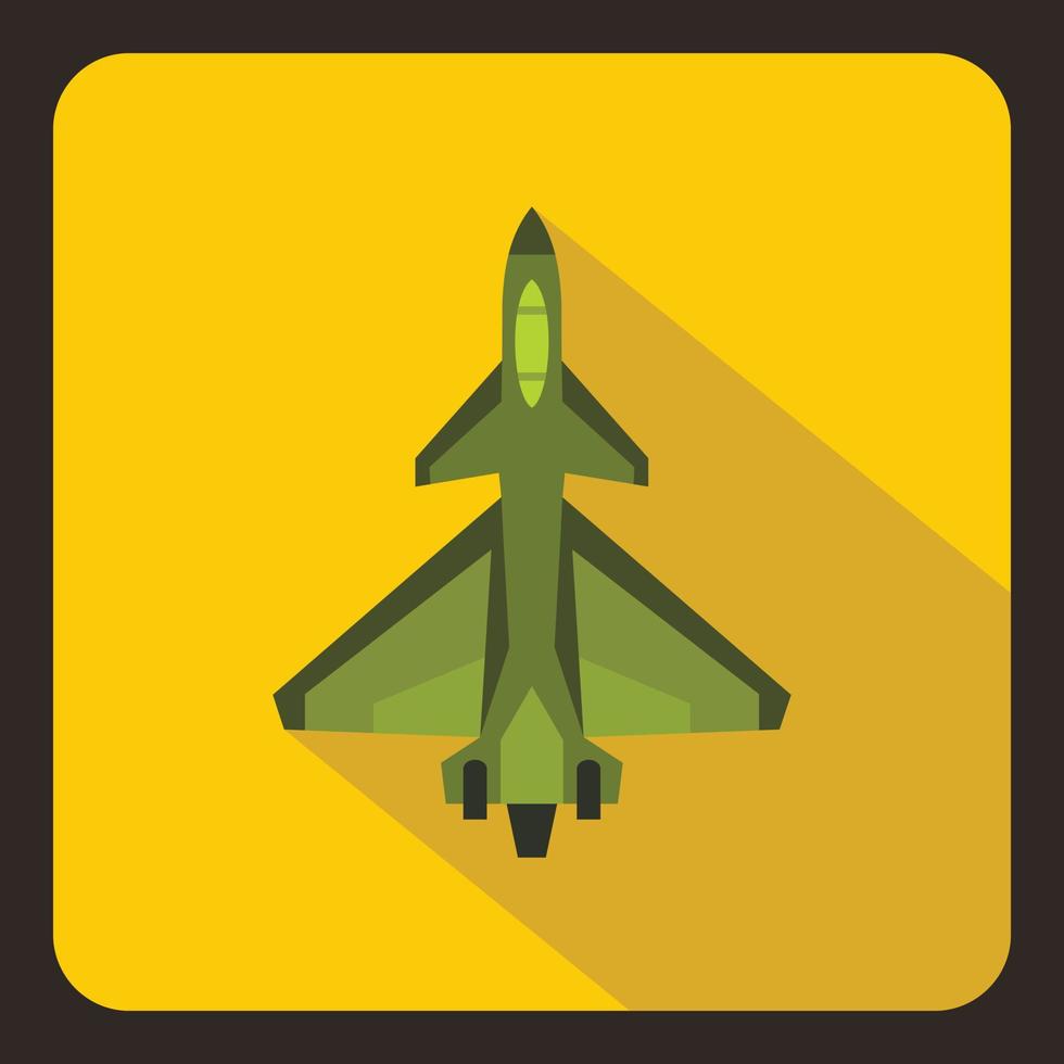 Military fighter jet icon, flat style vector