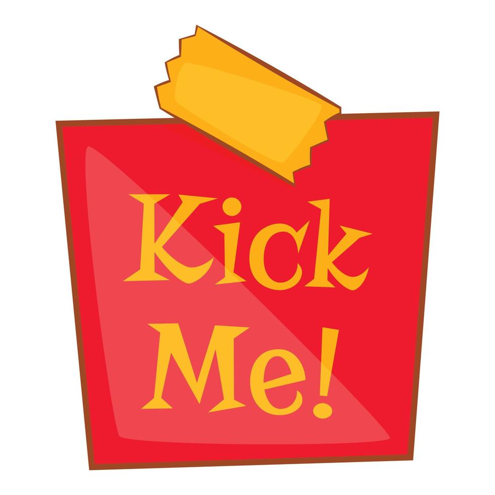 Joke inscription kick me icon, cartoon style vector