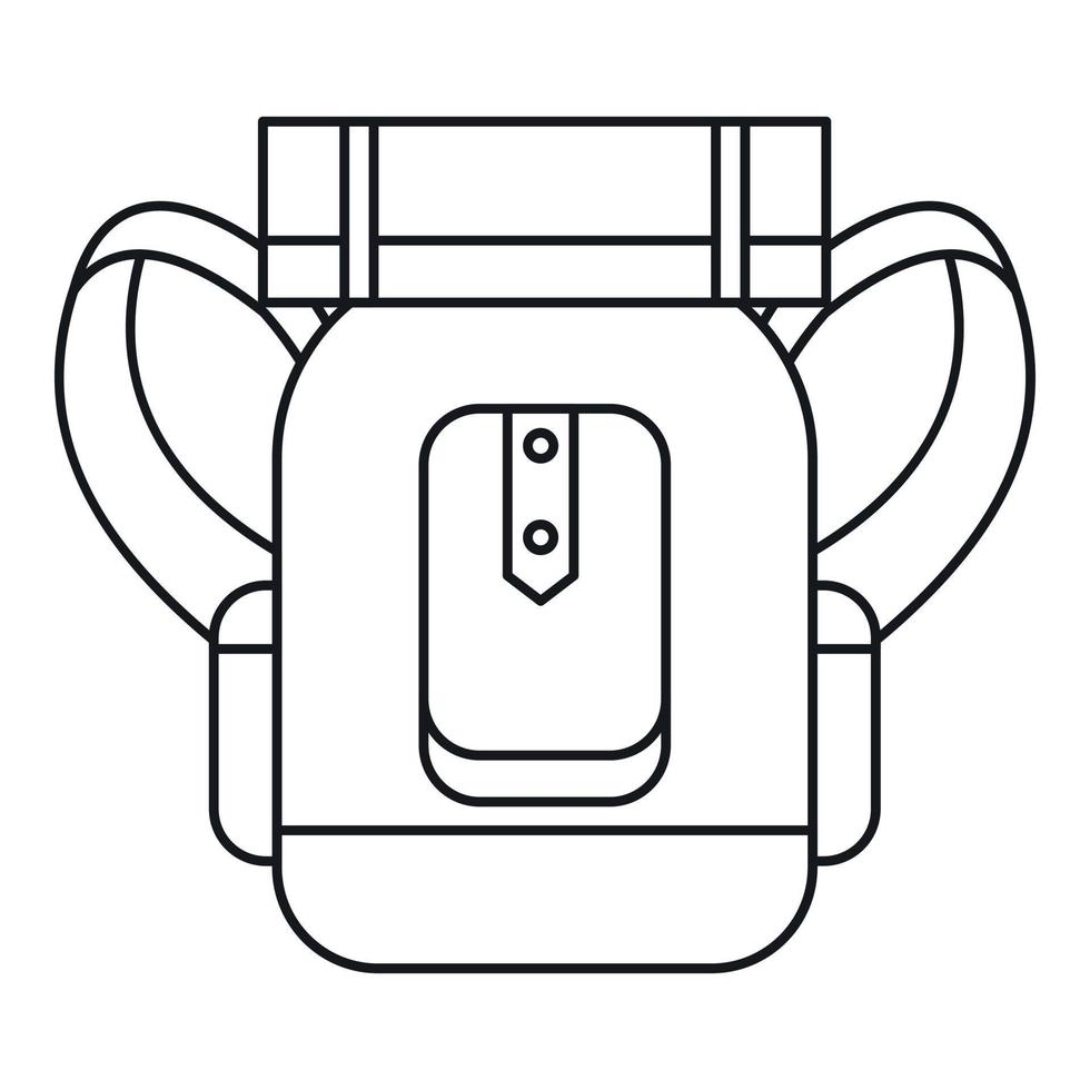 Tourist backpack with mat icon, outline style vector