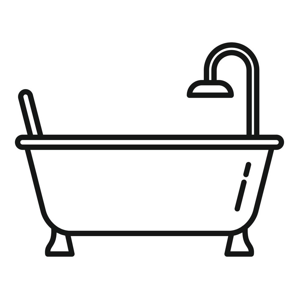 icono de bañera, estilo de esquema vector