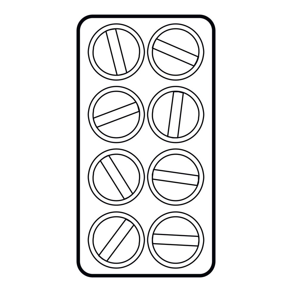 icono de empaquetado de tabletas redondas, estilo de esquema vector