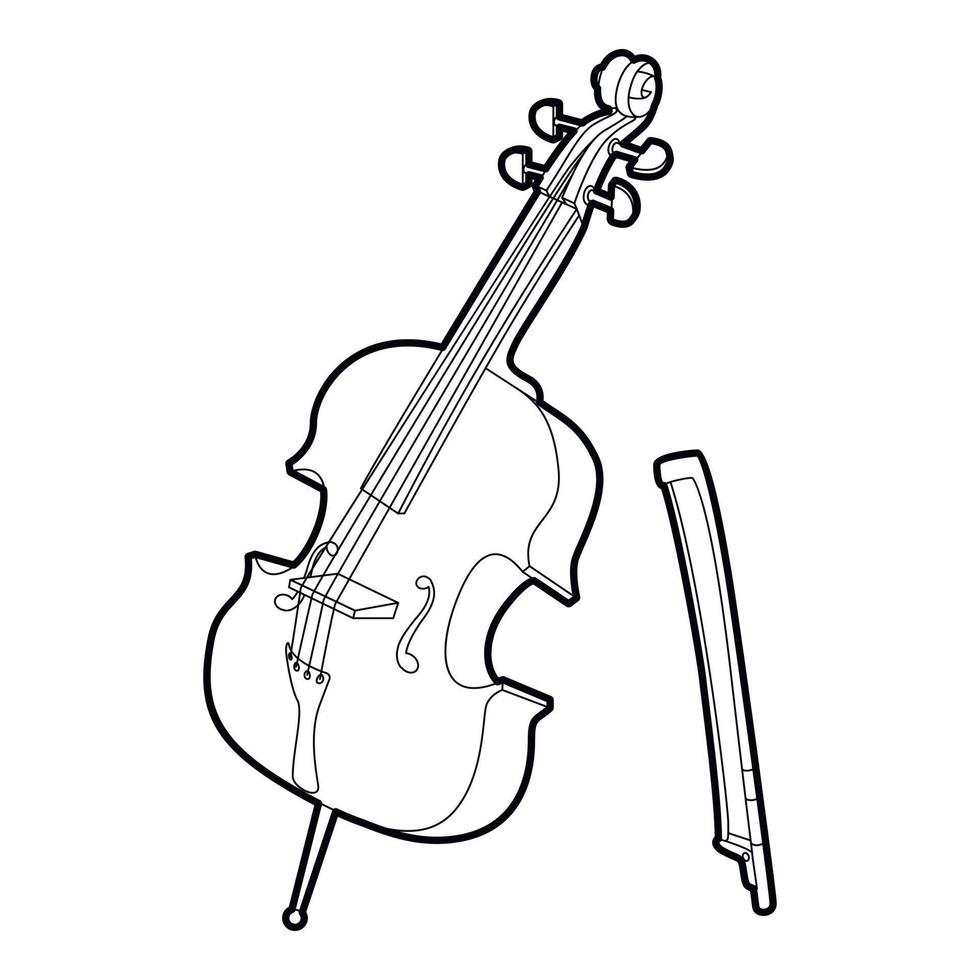Violin icon, outline isometric style vector