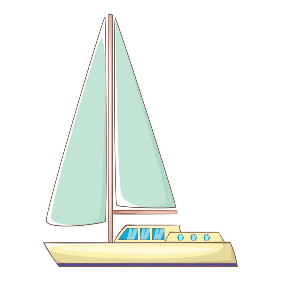 Sailing yacht icon, cartoon style vector