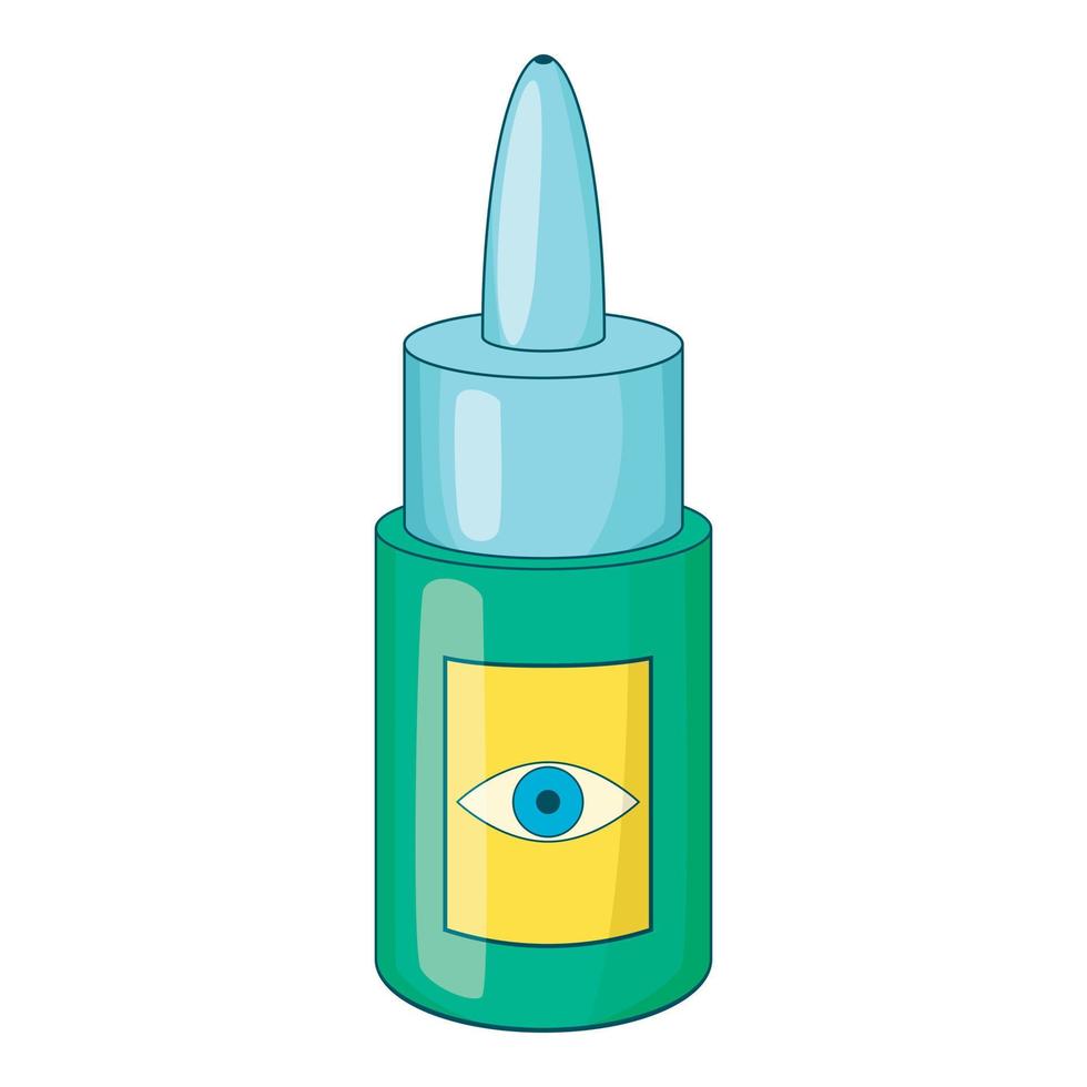 Eye drops bottle icon, cartoon style vector