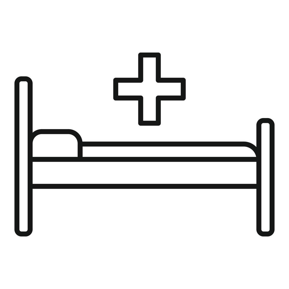 Hospital bed icon, outline style vector