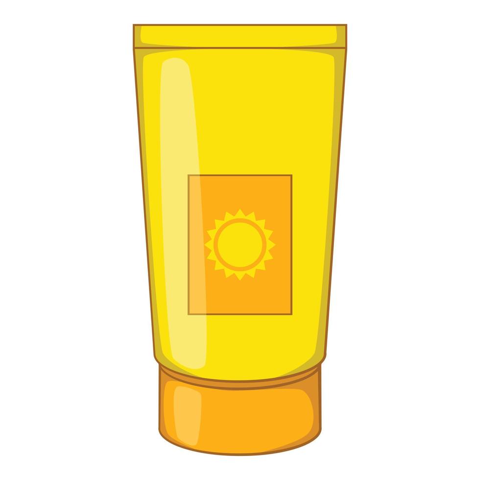 Sun lotion icon, cartoon style vector