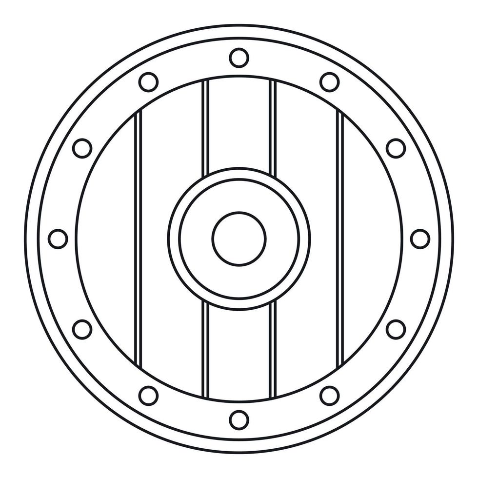 icono de escudo del ejército redondo, estilo de esquema vector