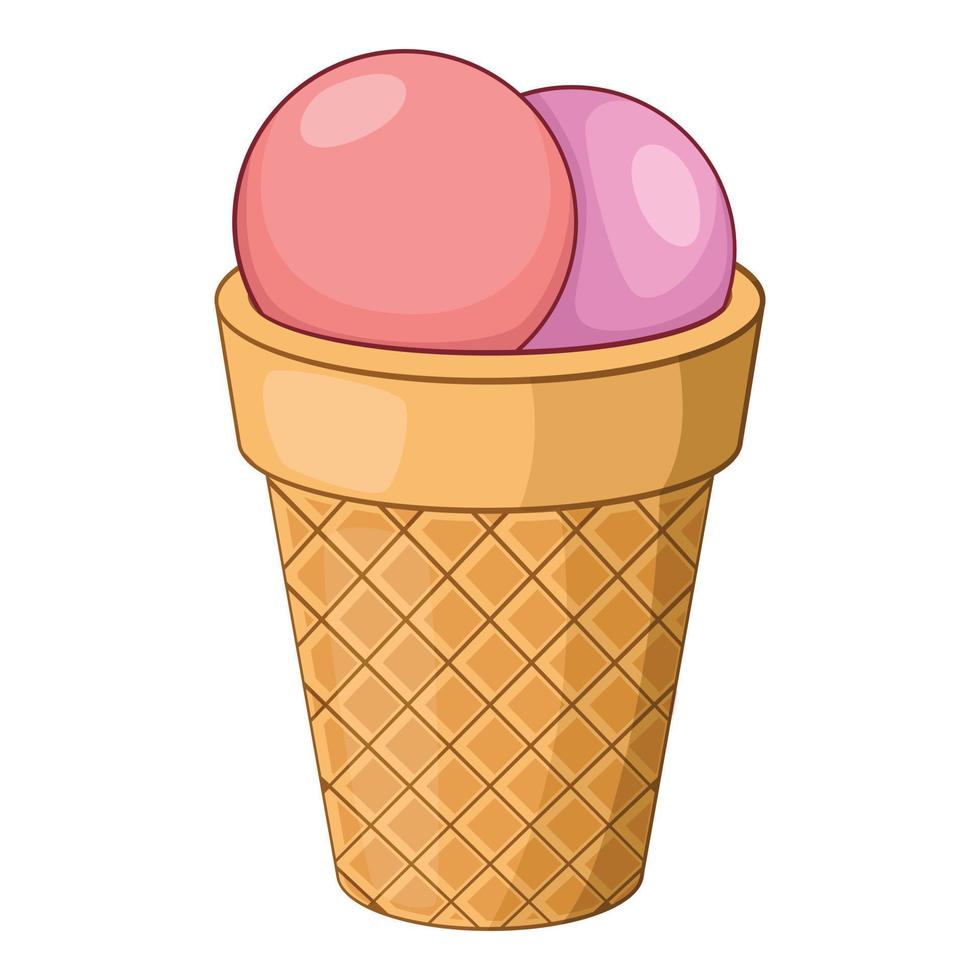 Ice cream icon, cartoon style vector