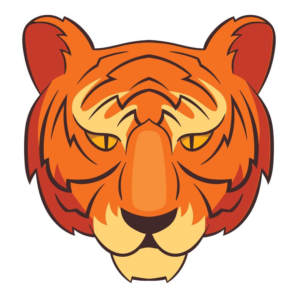 Tiger head icon, cartoon style vector