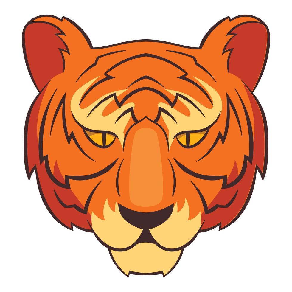 icono de cabeza de tigre, estilo de dibujos animados vector