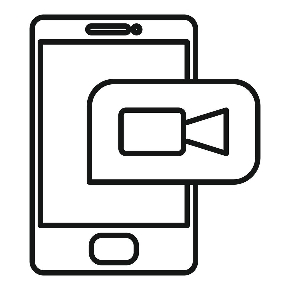 Phone online meeting icon, outline style vector