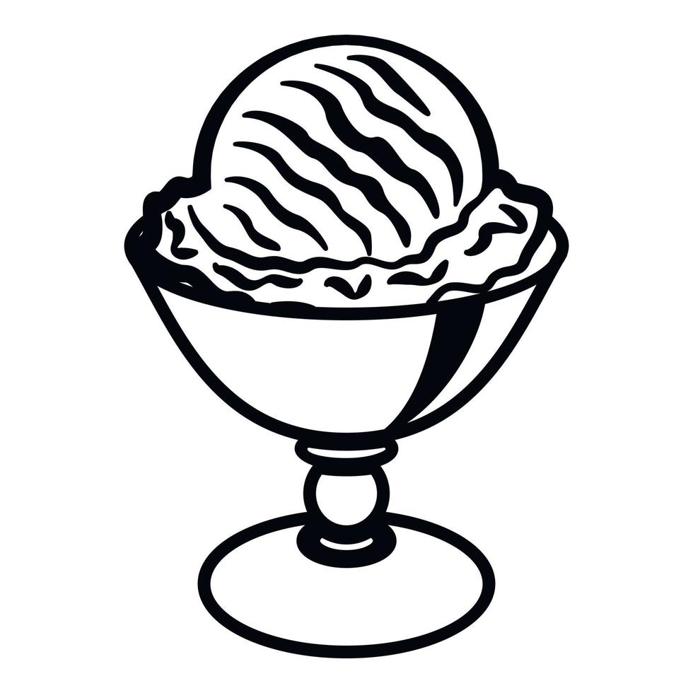 Ice cream ball in cup icon, outline style vector