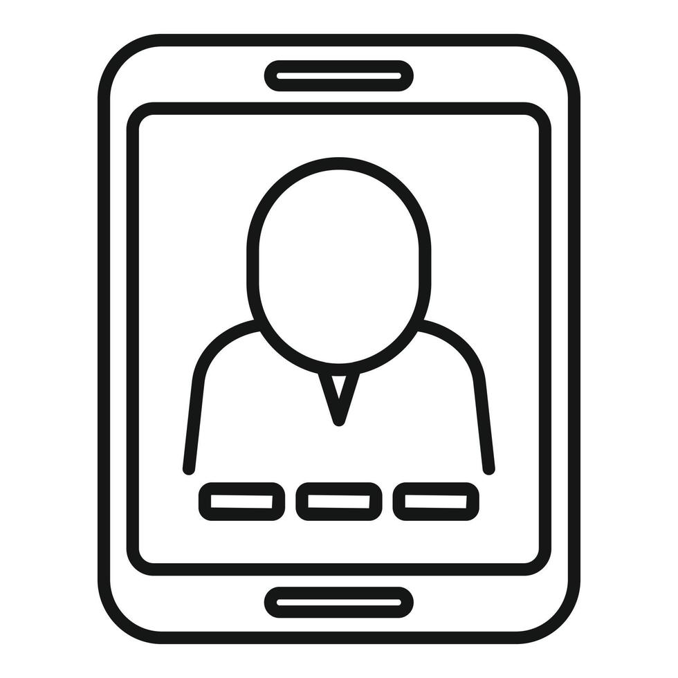 Tablet video call icon, outline style vector