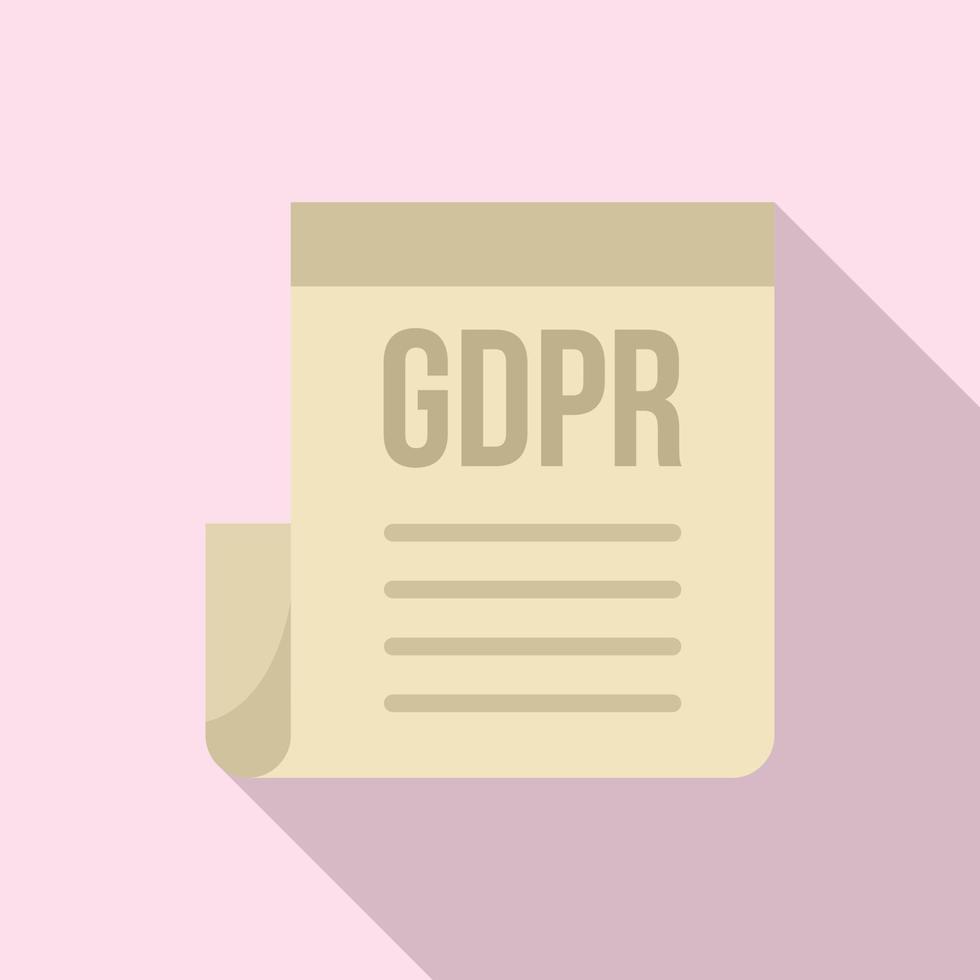 GDPR document icon, flat style vector
