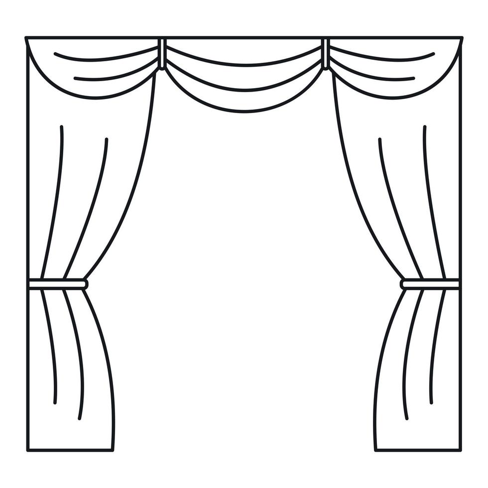 Curtain on stage icon, outline style vector