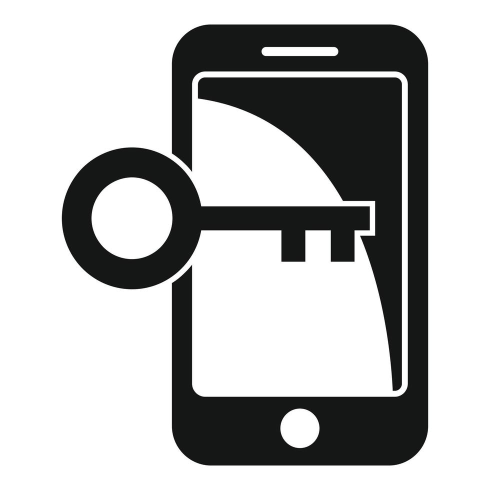 Phone key authentication icon, simple style vector