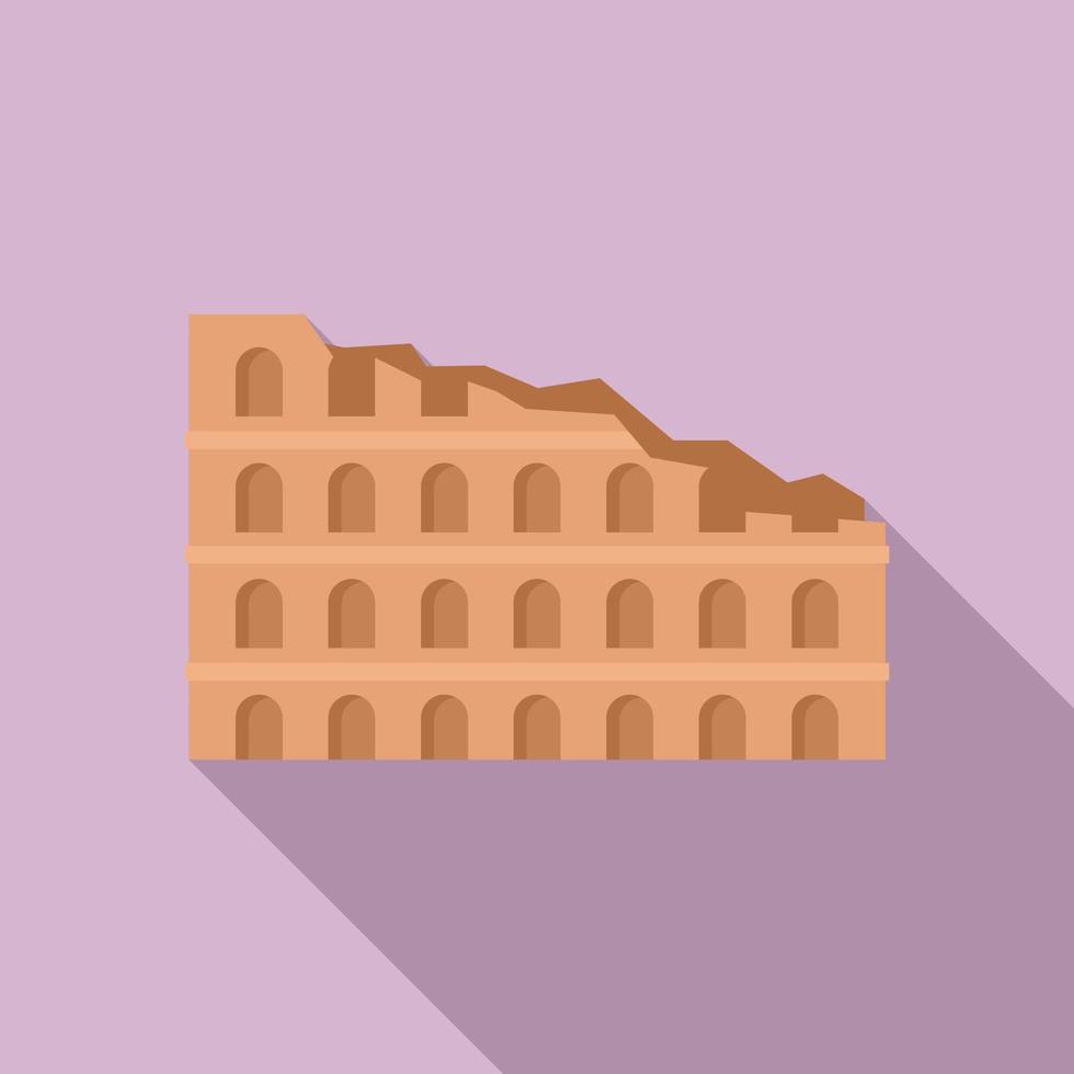 Ruins sightseeing icon, flat style vector