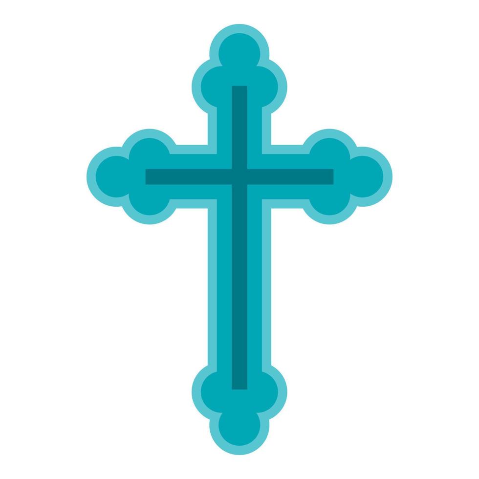 Christian cross icon, flat style vector