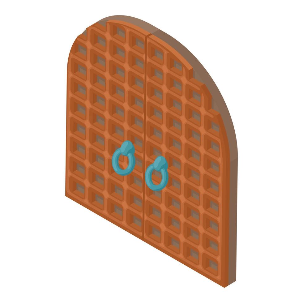 Door from castle icon, cartoon style vector