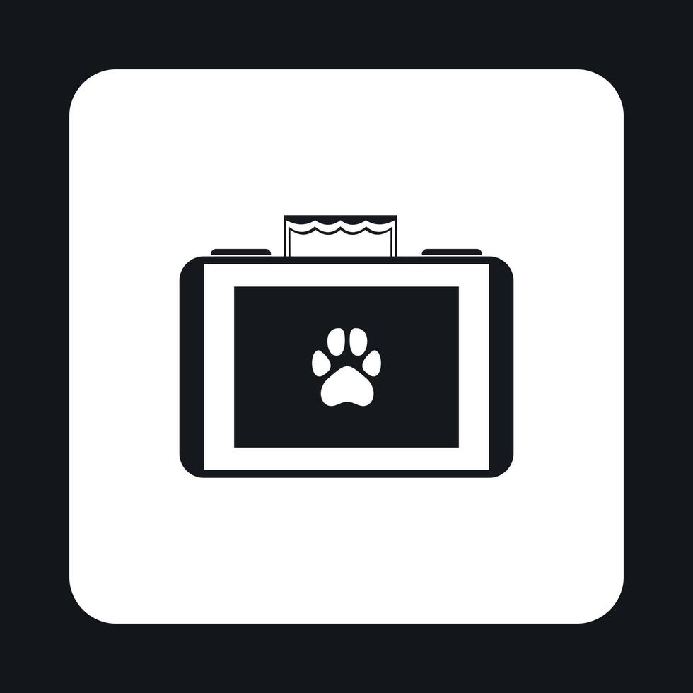 Suitcase for animals icon, simple style vector