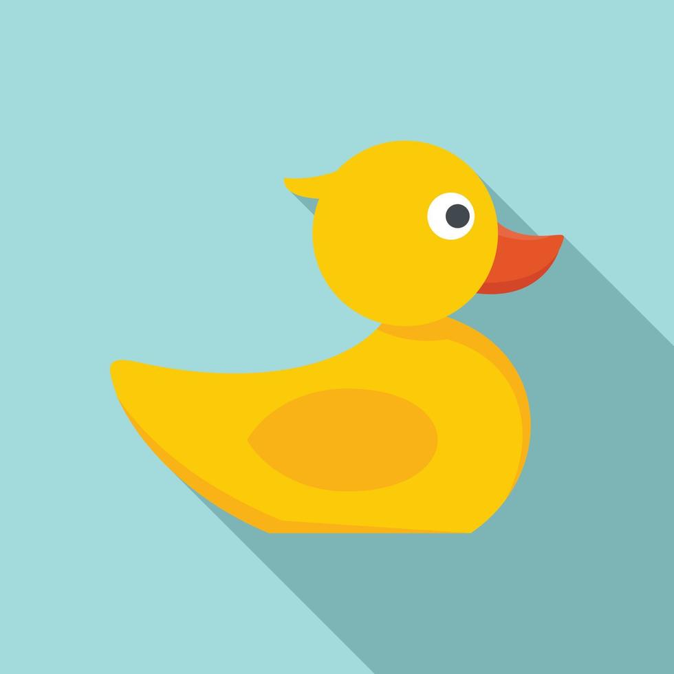 Rubber duck toy icon, flat style vector