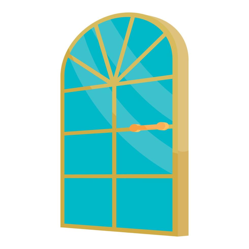 Arched glass door icon, cartoon style vector