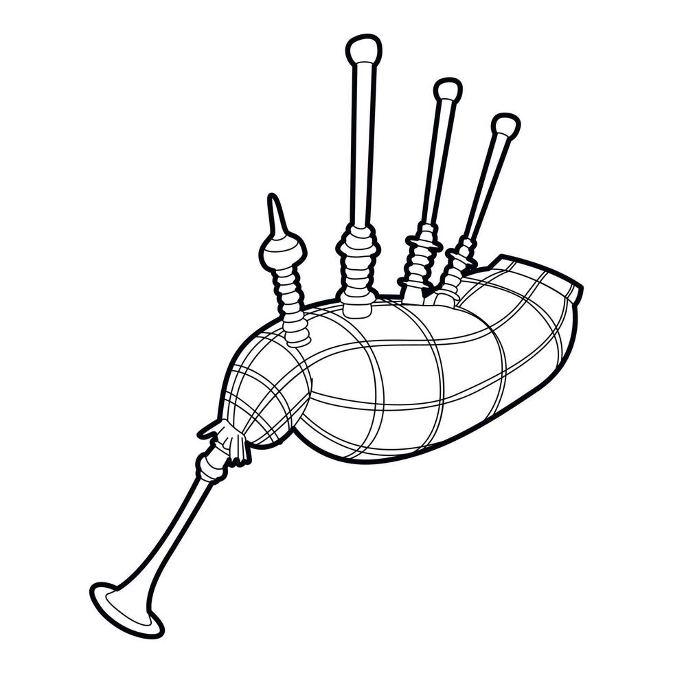 Bagpipe icon, outline isometric style vector