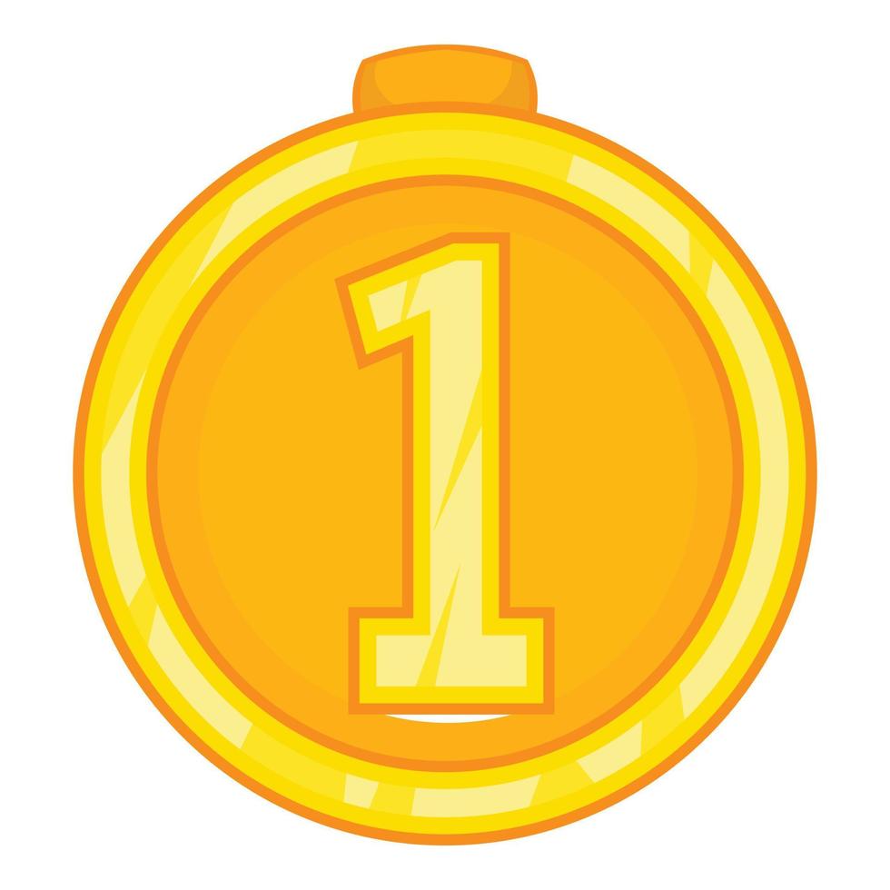 Medal for first place icon, cartoon style vector