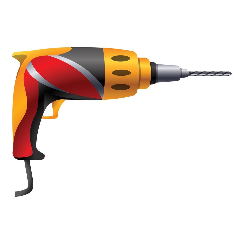 Electric drilling machine icon, cartoon style vector