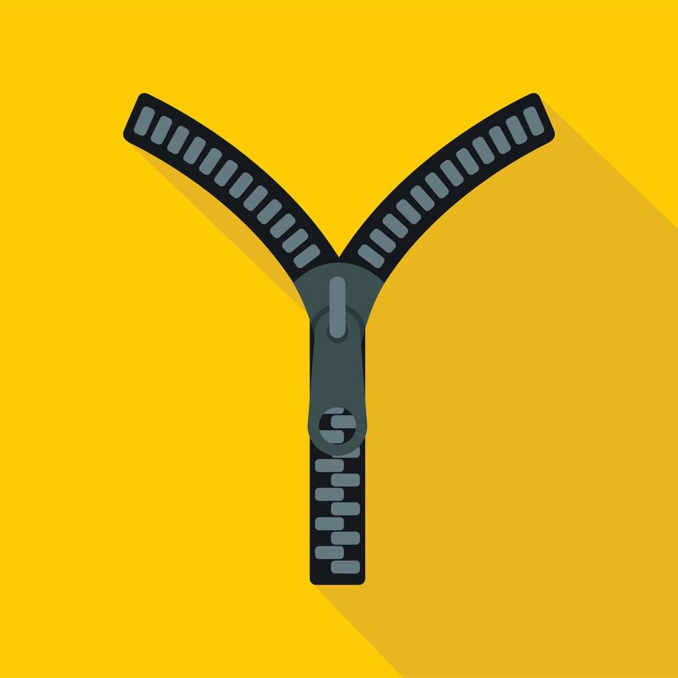 Zipper with lock icon, flat style vector