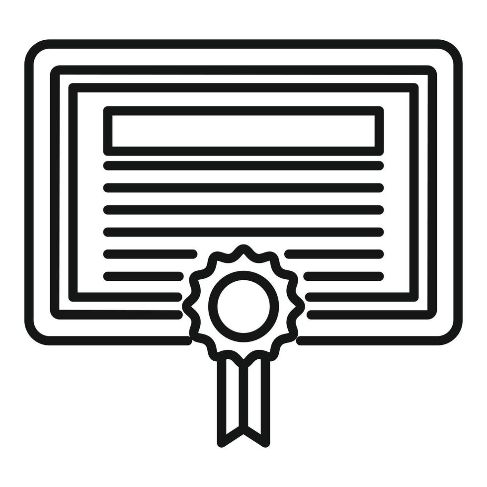 icono de certificado de atestación, estilo de esquema vector