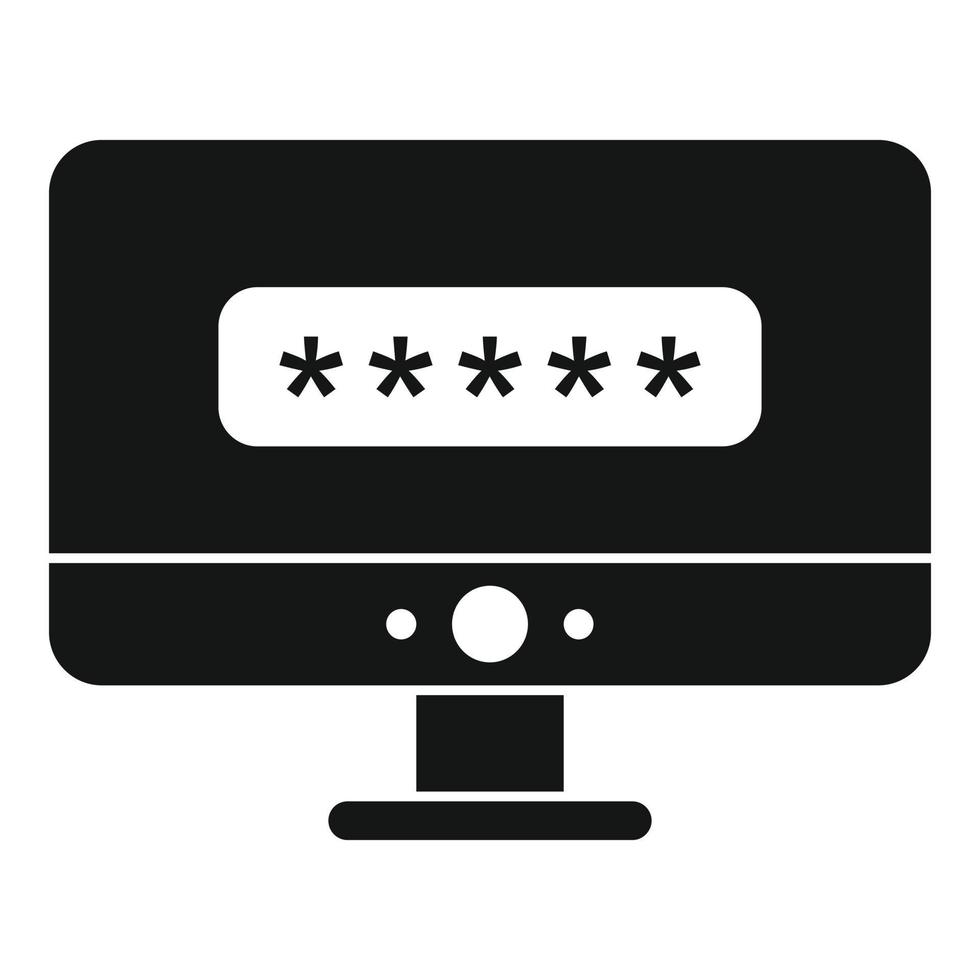 Pc login authentication icon, simple style vector