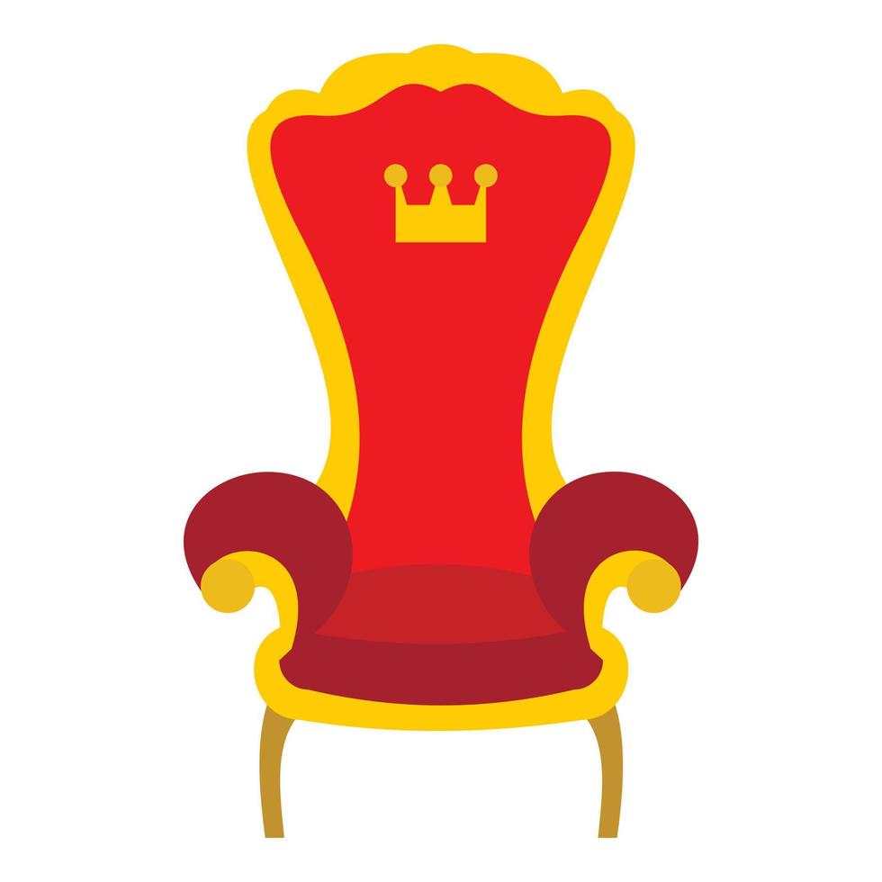 Red royal throne icon, flat style vector