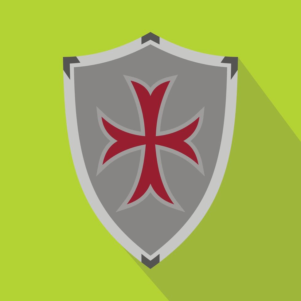 Protective shield icon, flat style vector
