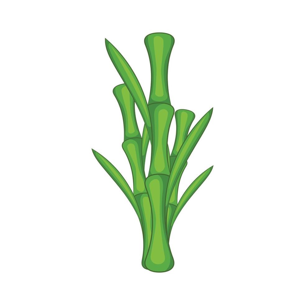 Green bamboo stems icon, cartoon style vector