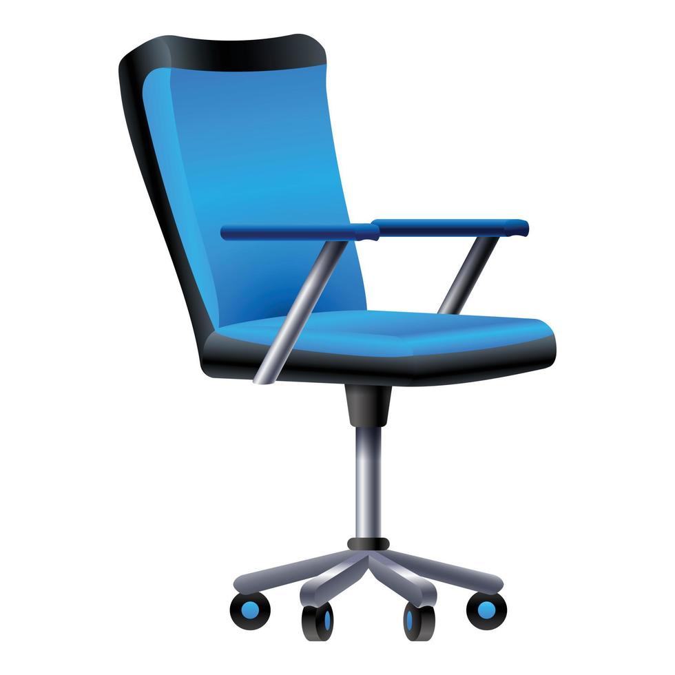Blue desk chair icon, cartoon style vector