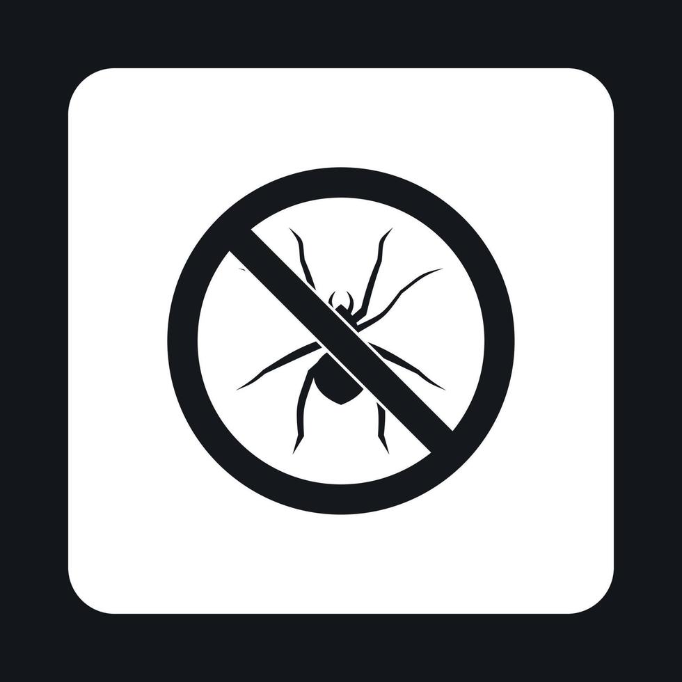 Prohibition sign spiders icon, simple style vector
