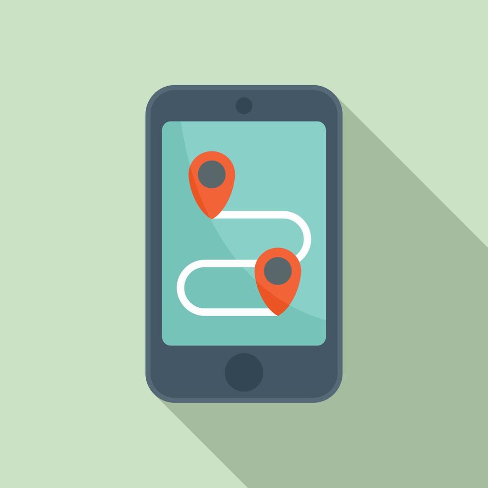 Running phone route icon, flat style vector
