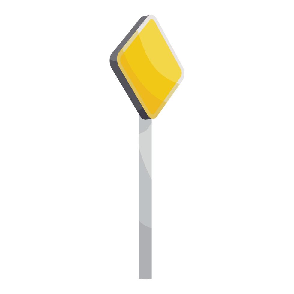 icono de rombo amarillo de señal de tráfico, estilo de dibujos animados vector