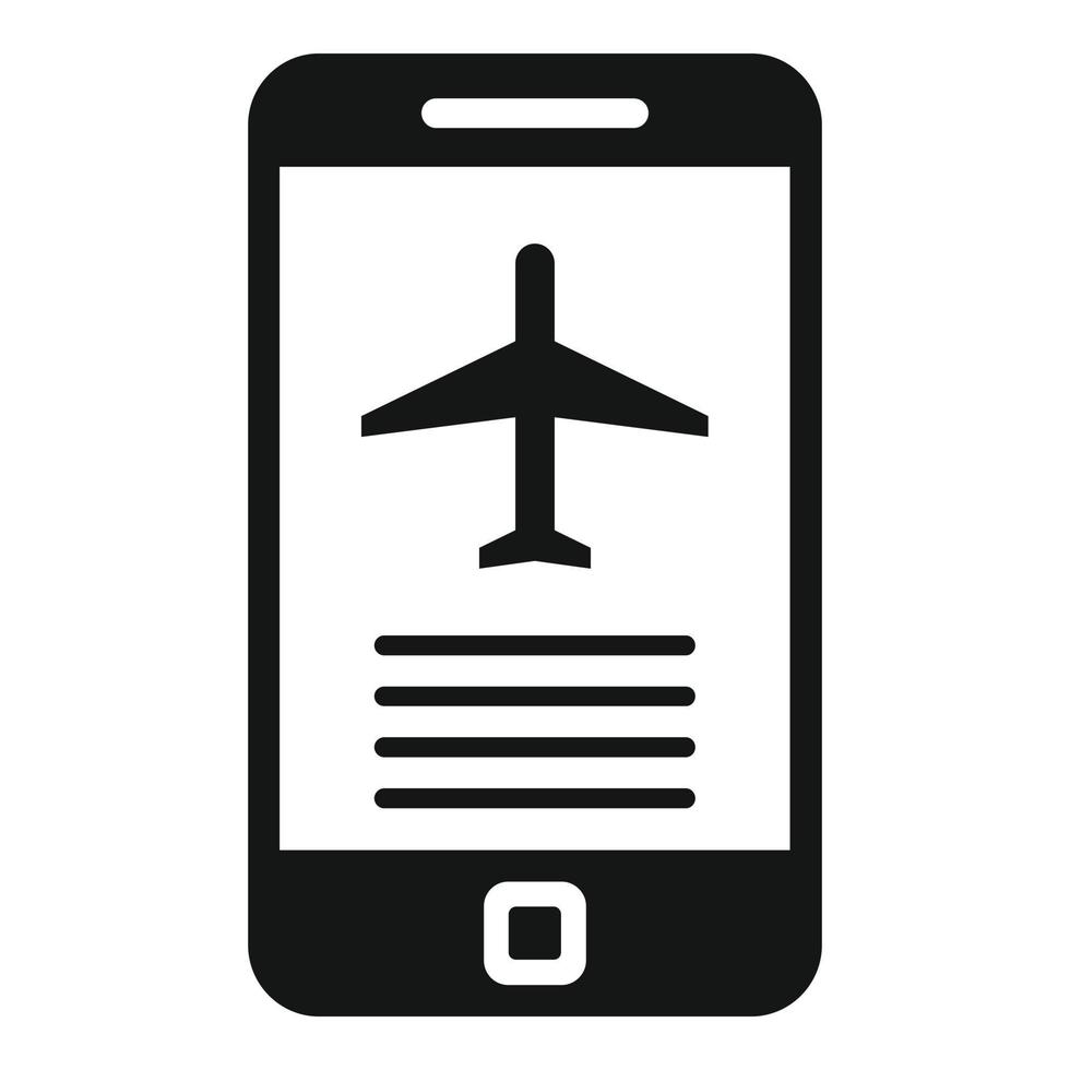 Phone plane ticket icon, simple style vector